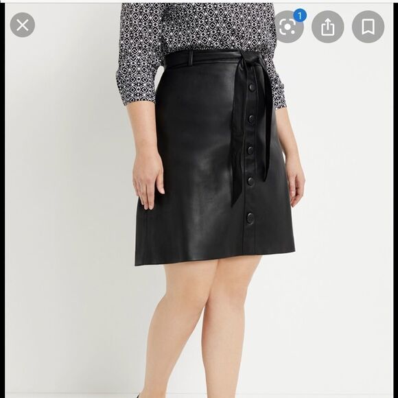 ELOQUII Faux Leather Tie Waist Skirt - Picture 4 of 6